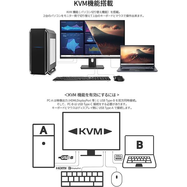 JAPANNEXT 28インチワイド4K液晶モニター Type-C対応/上下昇降機能