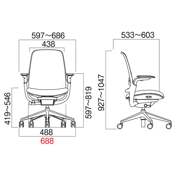 Steelcase（スチールケース） Series1（シリーズ・ワン）ニューブラック 1脚 オフィスチェア 背：メッシュ、座：布張り 脚幅688mm