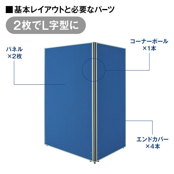 【軒先渡し】ナカバヤシ　パーティション　布張り　高さ1800×幅1200mm　ブルー　1枚　（直送品）