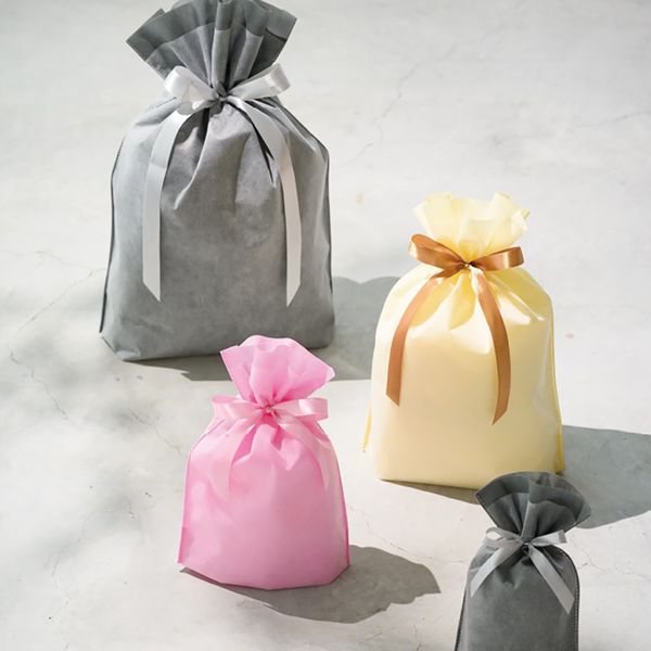 ヘッズ 2重不織布リボン付バッグ-S/ピンク 100枚(20枚×5) DFP-RBS 1