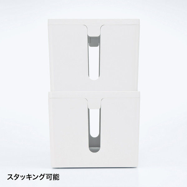 サンワサプライ ケーブル&タップ収納ボックス CB-BOXP2WN2 サンワサプライ ケーブル&タップ収納ボックス CB-BOXP2WN2