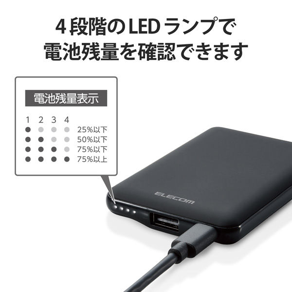 モバイルバッテリー 5000mAh 12W / 2.4A PSE認証 おまかせ充電対応 EC