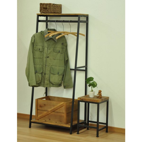 エイ・アイ・エス ヴィンテージ風ハンガーラック ブラウン 幅645×奥行