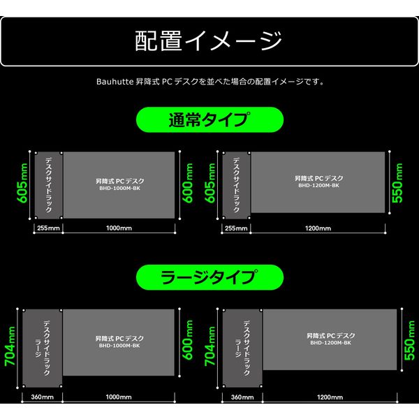 軒先渡し】 Bauhutte デスクサイドラックラージ ブラック 幅704×奥行