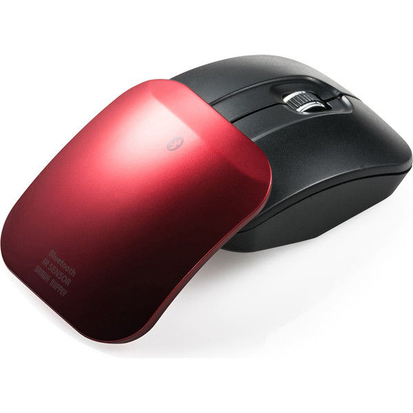 折りたたみマウス レッド MA-WBS524R【静音ワイヤレスマウス（サイドホイール付き・5