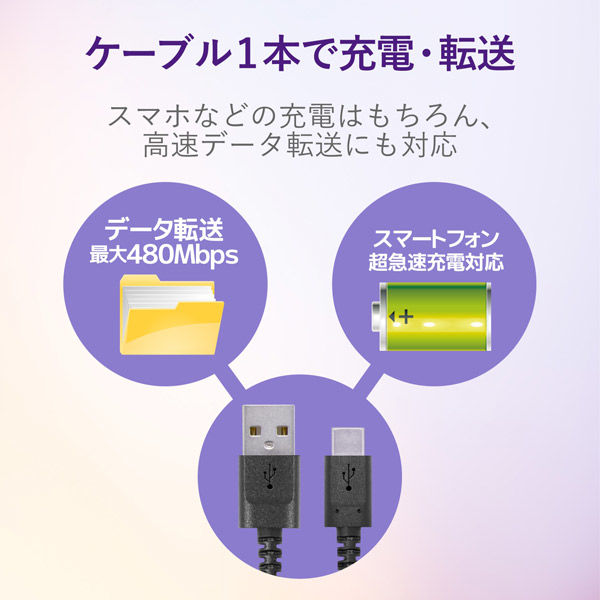 エレコム スマートフォン用USBケーブル/USB(A-C)/認証品/高耐久/ MPA