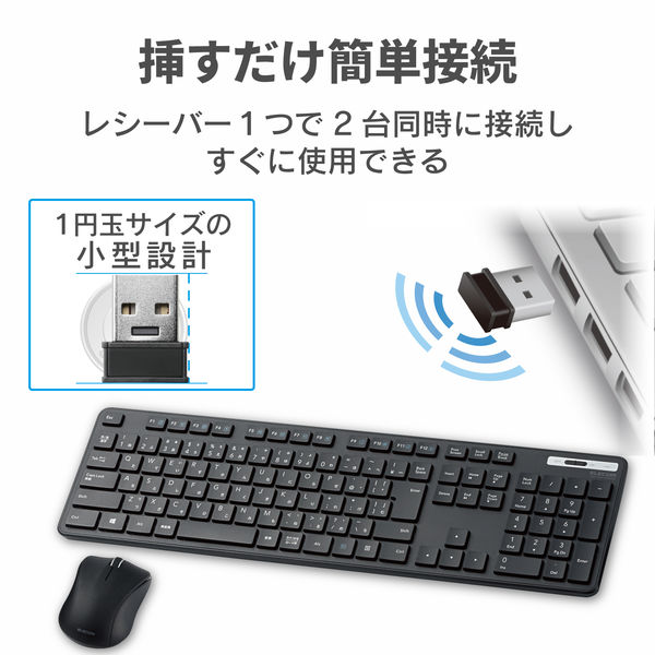 ワイヤレスキーボード マウスセット 無線 フルサイズ 薄型