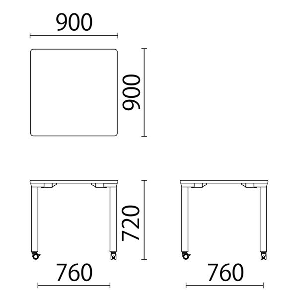 【組立設置込】プラス pixta2 会議テーブル カフェタイプ ミディアムウッド×ブラック PX2-0909T-HN T2/SBK 1台（直送品） プラス pixta2 900mm