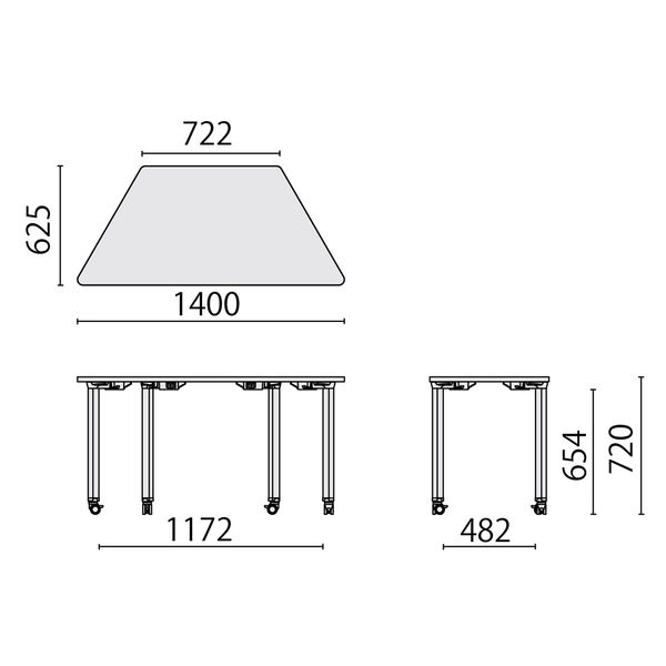 【組立設置込】プラス pixta2 会議テーブル 台形タイプ ホワイトメープル×ホワイト PX2-1406T-DHN WM/W4 1台（直送品） プラス pixta2
