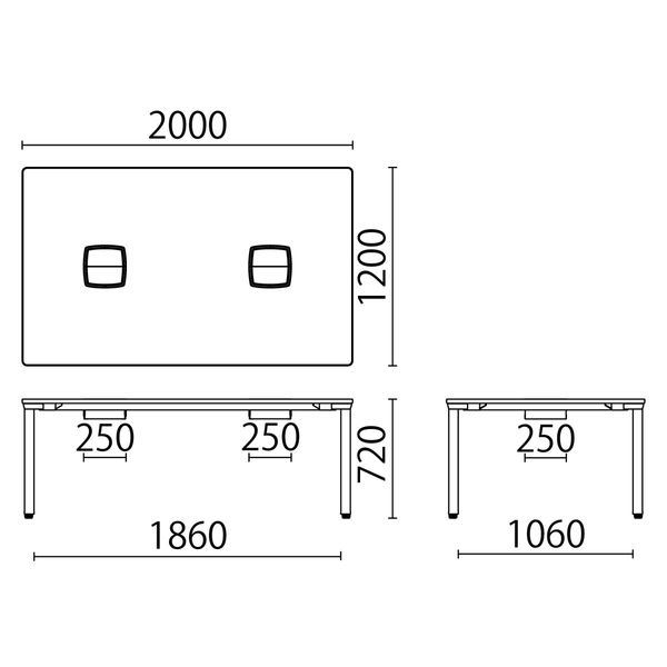 【組立設置込】プラス pixta2 会議テーブル ロングタイプ ライトウォルナット×ブラック PX2-2012TA LW/SBK 1台（直送品） プラス pixta2