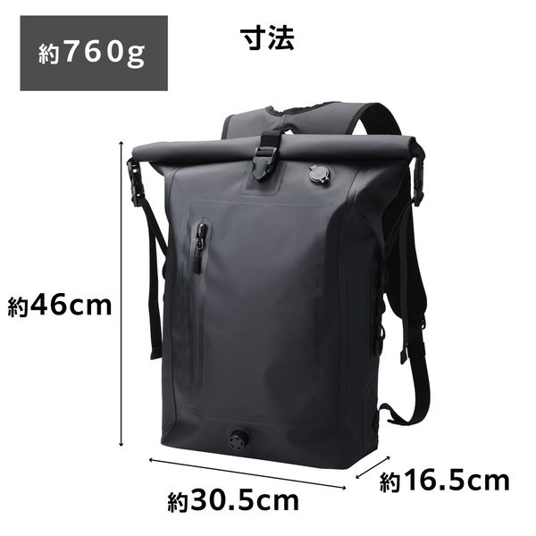 バックパック 防水バッグ ロールトップ ブラック BM-BPWP02BK