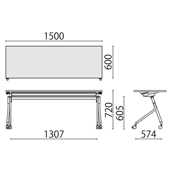 組立設置込】プラス リネロ3 会議テーブル 幅1500×奥行600mm ピュア 