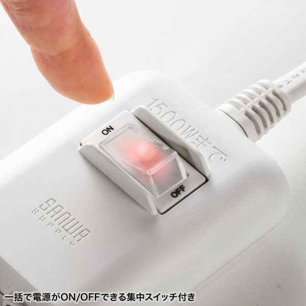 サンワサプライ 一括集中スイッチ付き電源延長コード TAP-EX2SWW