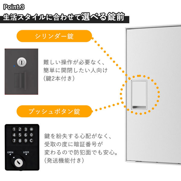 なぽりたんさんに専用ページ 軒先渡し】ナスタ 宅配ボックスM 壁付 シリンダー錠-ホワイト KS