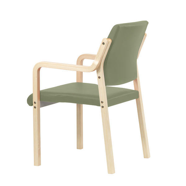 藤沢工業 ナチュラル ウッドチェア モスグリーン 福祉用イス 介護用