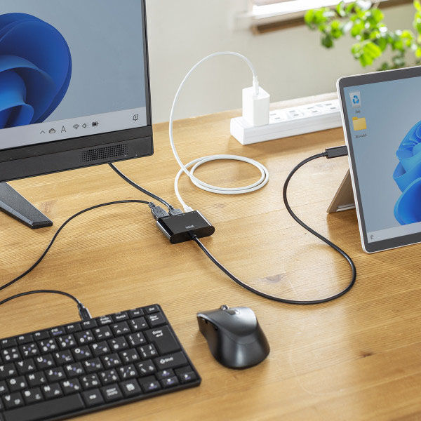 サンワサプライ USB Type C-HDMI変換アダプタ(4K/PD対応/USBハブ
