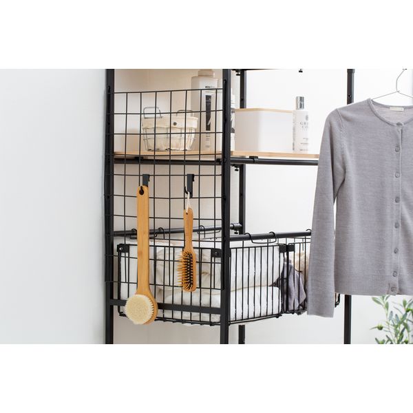 アイリスオーヤマ バスケット付き伸縮スタイルランドリーラック　ブラック BSSL-860 1台（直送品）