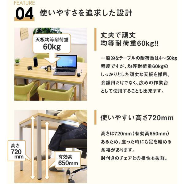 Netforce GOOLOO 会議テーブル 配線ボックス付 幅1800×奥行900×高さ 
