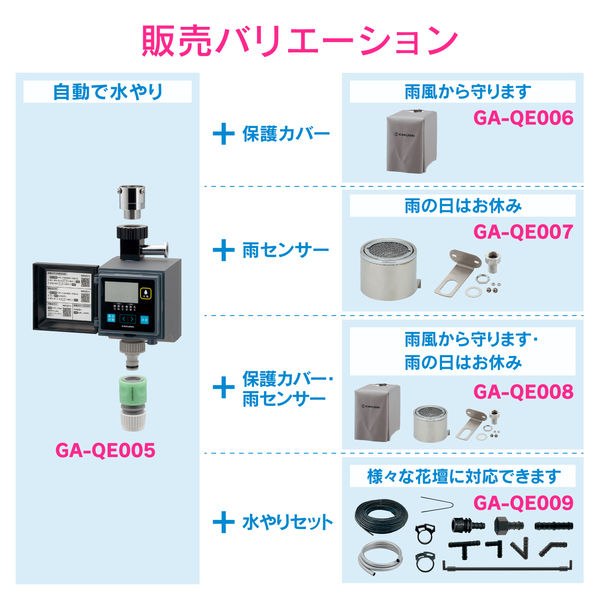 カクダイ 潅水コンピューター (自動散水タイマー) 凍結防止機能つき 雨センサーつき GA-QE007　1セット（直送品）