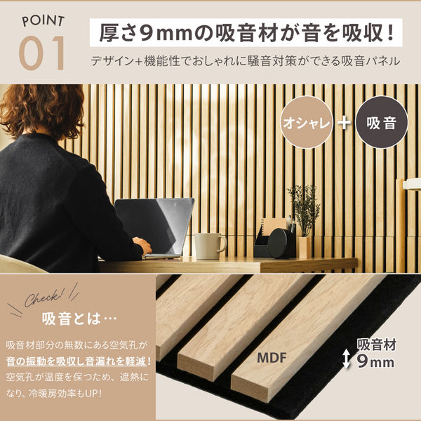 武田コーポレーション 木目調吸音パネル8060NA 3枚入 LN-H-UP8060NA 1