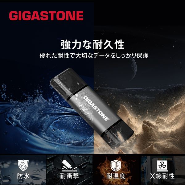 送料無料 Git2 GIGASTONE USBメモリ 64GB USB3.2 2in1 OTG GJU3-AC44GY-64GB