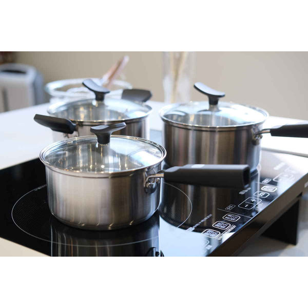 パール金属 両手鍋 18cm IH対応 チーノ ステンレス製 3層底