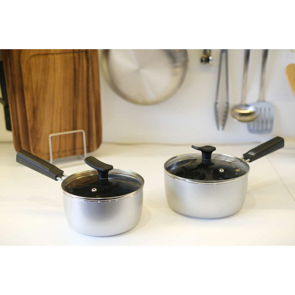 パール金属 片手鍋 16cm IH対応 チーノ フッ素加工 ガラス蓋付き