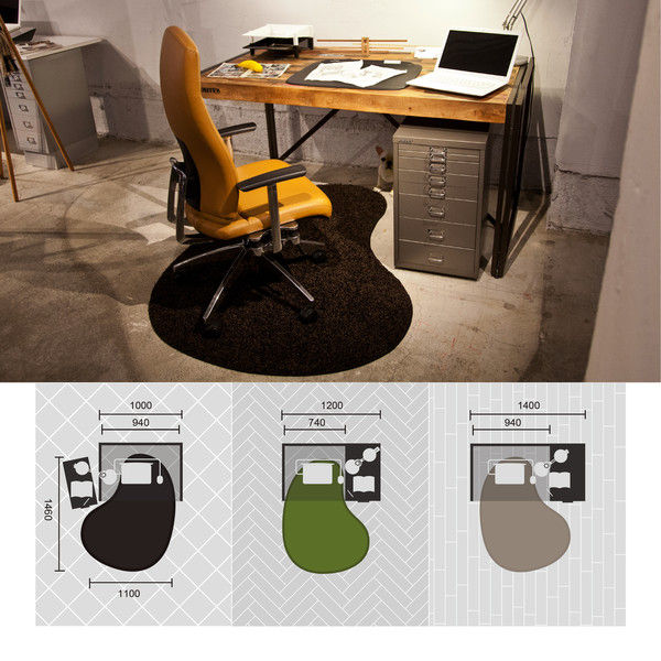 BORDERLESS（ボーダレス）オフィスチェア専用 チェアラグマット 右袖デスク用 グリーン（直送品）