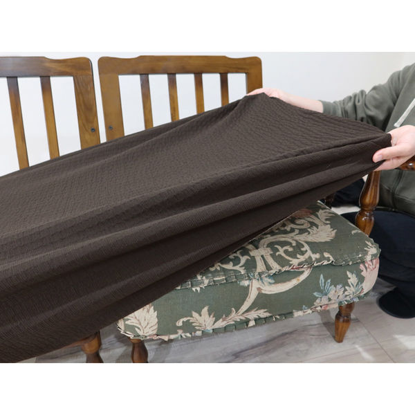 加栄レース ソファカバー 2人掛け用 セパレートタイプ 撥水加工 2枚組 ブラック 469445 1個（直送品）