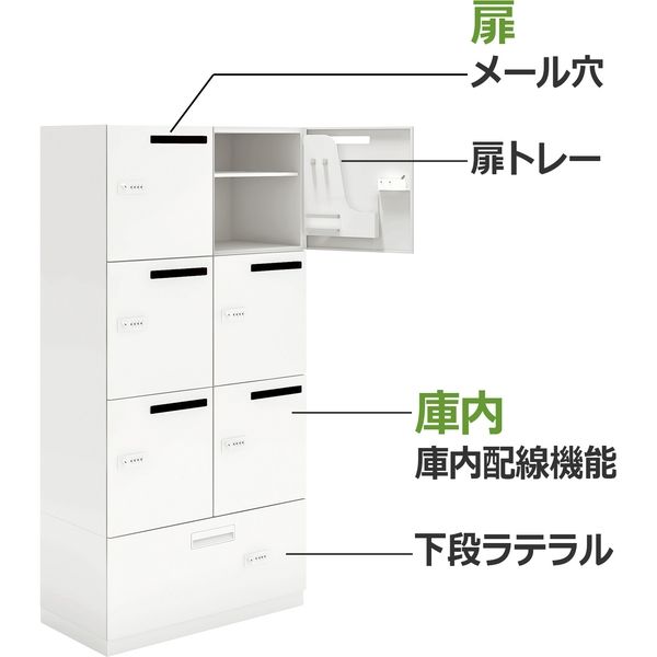 組立設置込】コクヨ エディア ロッカー 下ラテラル 4人用 メール穴シリンダー 幅900×奥行450×高さ1245mm ホワイト 1台（直送品） -  アスクル