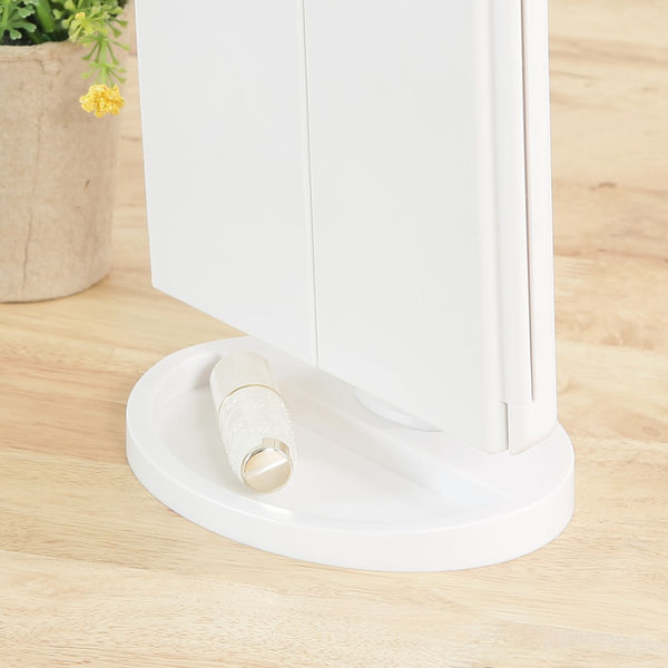 不二貿易 LED三面卓上ミラー 幅180×奥行119×高さ280mm パールホワイト