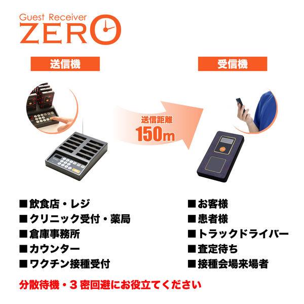 【業務用呼び出しベル】ゲストレシーバーZERO 15台セット（充電器1台） GRZst115 マイコール（myCall） 1セット（15台）（直送品）