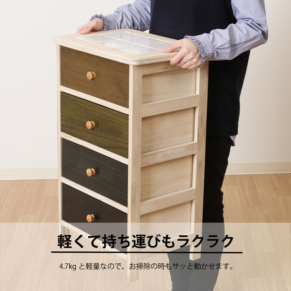不二貿易 シンクエ2 カラフルチェスト 4段 桐製 幅400×奥行300