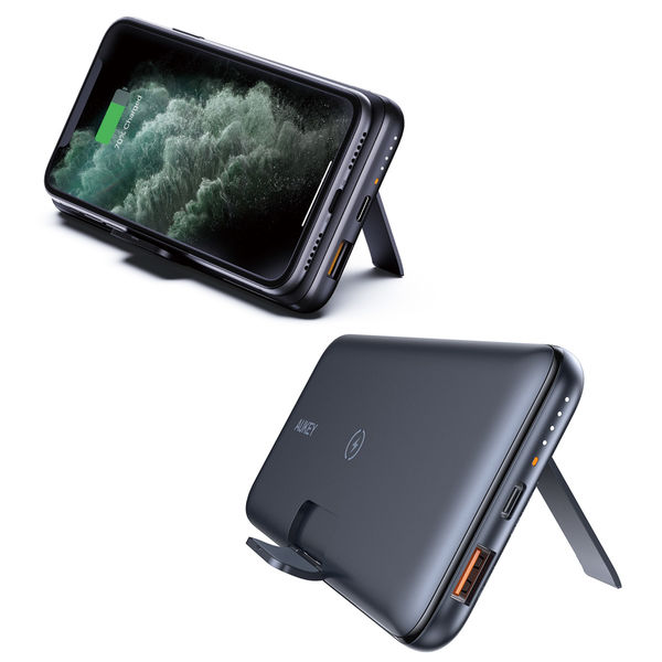 モバイルバッテリー　Qi充電対応/10Wワイヤレス機能付/PD対応/Basix Pro 10000mAh/PB-WL02S 1個 AUKEY