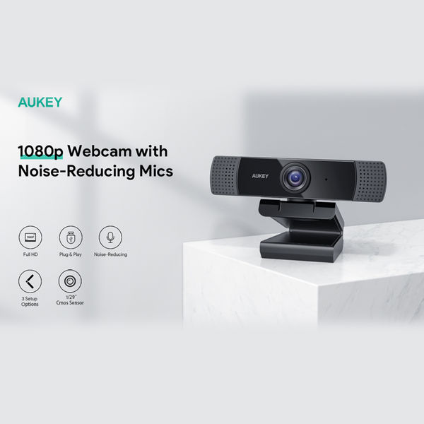 Webカメラ　FHD 1080p 広角レンズ USB接続 ステレオマイク内蔵　PC-LM1E　1個　AUKEY