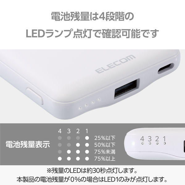 モバイルバッテリー 軽量 薄型 USB-C/A 合計最大 15W 5000mAh DE-C45