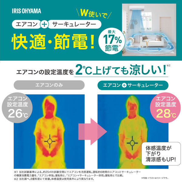 IRIS OHYAMA サーキュレーター dc 静音 首振り 扇風機 22畳