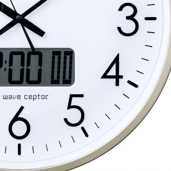 CASIO（カシオ）掛け時計 [電波 ステップ チャイム カレンダー] 直径360mm IC-2100J-9JF 1個 壁掛けタイプ アナログ表示  風防：ガラス