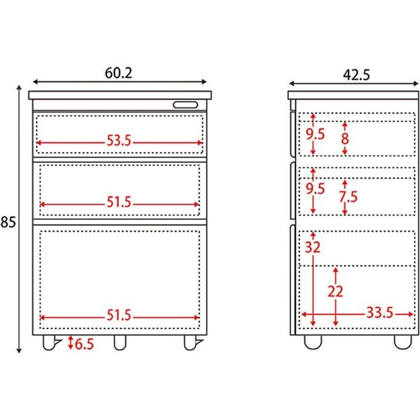 宮武製作所 キッチン収チェスト Semplice センプリチェ 幅602×奥行425×高さ850mm KC-206 1台（直送品）