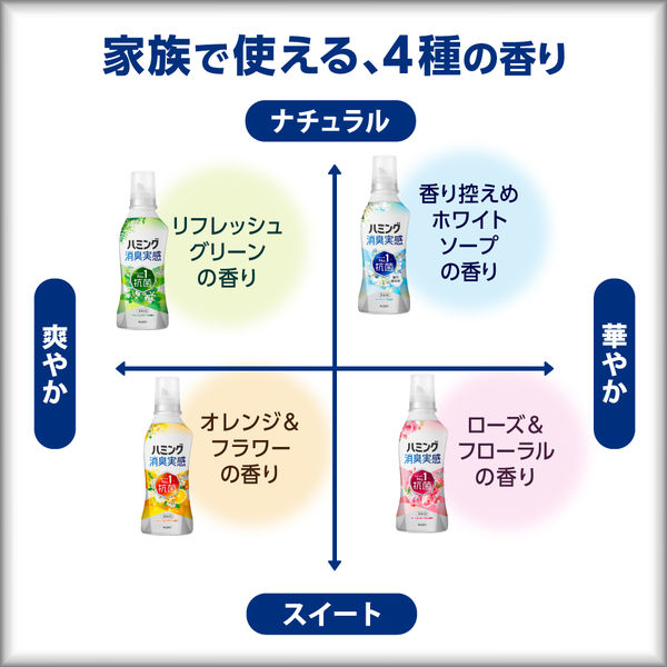 ハミング 消臭実感 リフレッシュグリーンの香り 特大 詰め替え 1510mL 1個 柔軟剤 花王【リニューアル】