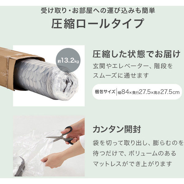 軒先渡し】萩原 マットレス セミシングルショート ポケット 幅