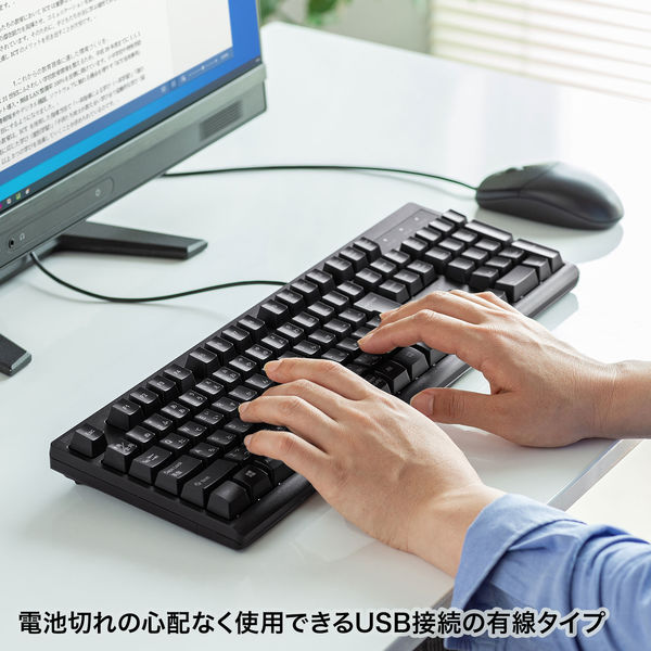 サンワサプライ 日本語109キーボード 抗菌防水防塵タイプ SKB-BS6BK 1