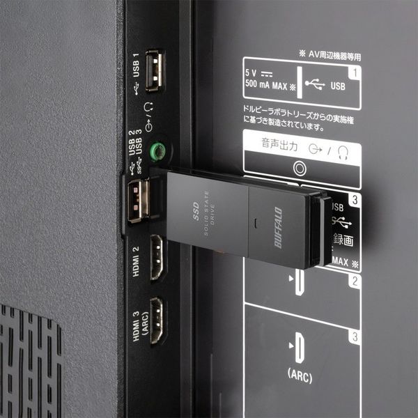 ポータブルSSD 500GB バッファロー 外付け 超小型 Type-Cコネクタ付 USB3.2Gen2 SSD-SCT500U3-BA 1台 -  アスクル