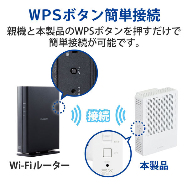エレコム(ELECOM) WTC-X1800GC-W 無線LAN 中継器 Wi-Fi 高速通信