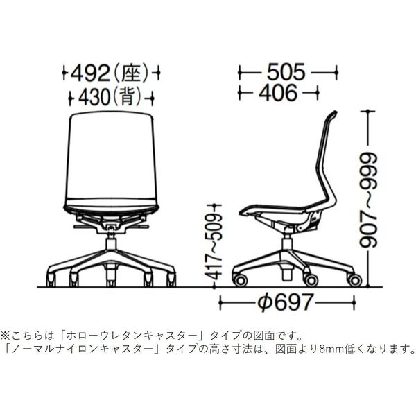 オカムラ シナーラ スタンダードカラータイプ 肘なし ブラックボディ ナイロンキャスター ブラック CD76BE F2X1 1脚（直送品）