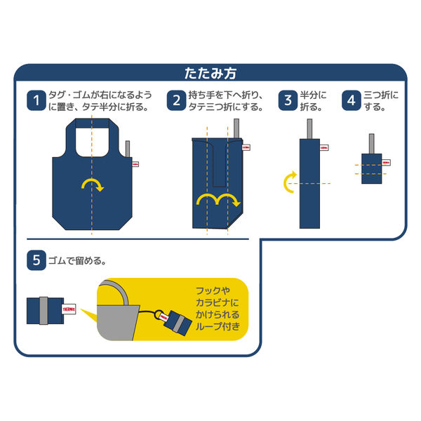 サーモス（THERMOS） ポケットバッグ エコバッグ 大容量 肩かけ たためる かわいい ネイビー REX-018 NVY 1個