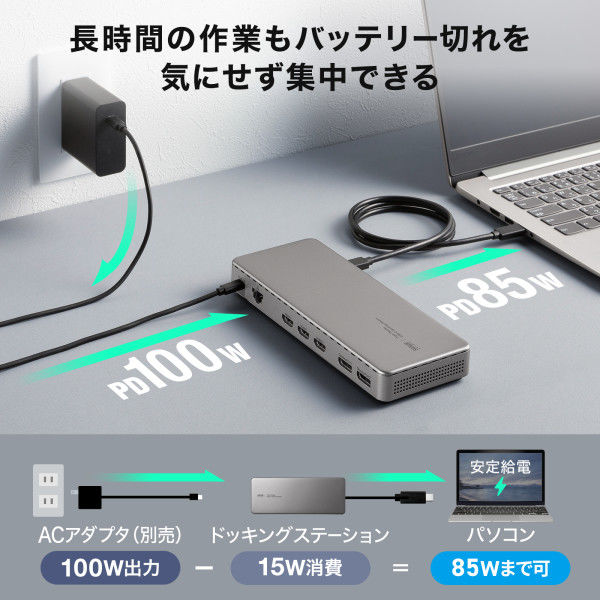 Surface用 ドッキングステーション 4K VGA HDMI LANアダプタ ドッキングステーション 4K HDMI/Displayport出力 LAN USB-CVDK20