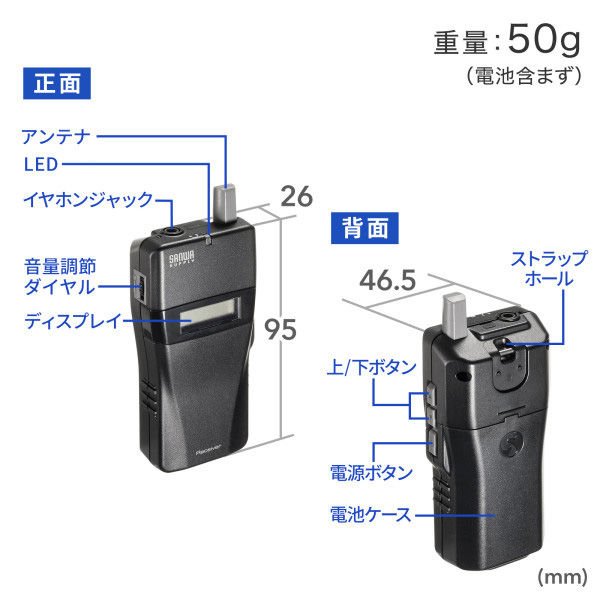 サンワサプライ ワイヤレスガイドシステム(子機) MM-WGS2RN 1個 - アスクル