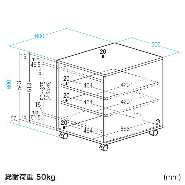 サンワサプライ 収納ボックス（W500×D600×H600mm・ライトグレー） CP