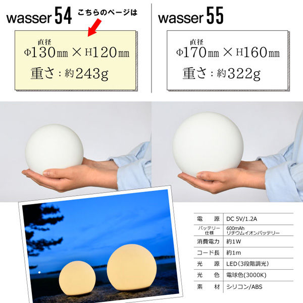 大河商事 ボール型 LEDライト 直径13cm バッテリー容量600mAh 3段階調